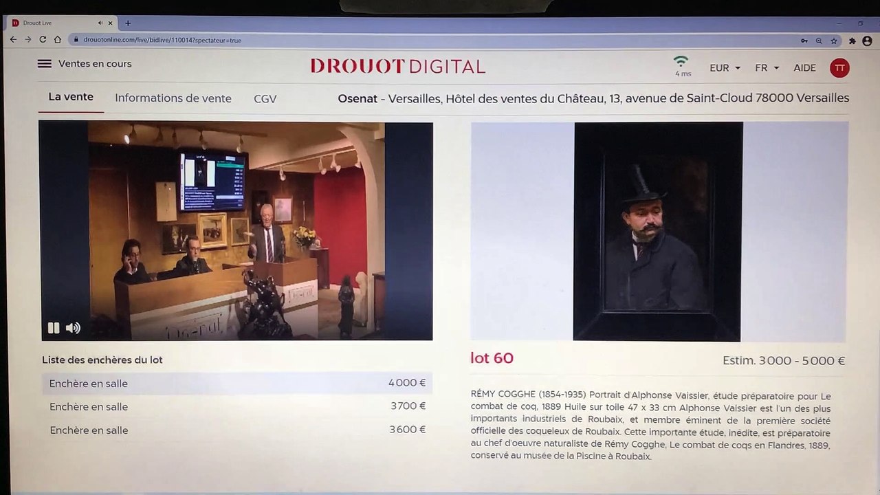 Ventes aux enchères - œuvre du peintre mouscronnois Rémy Cogghe