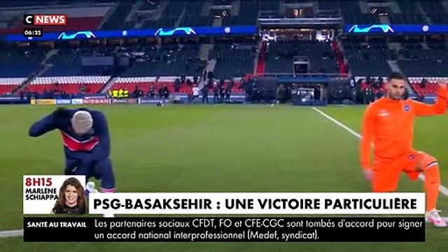 Racisme : Les joueurs du PSG, de l'Istanbul Basaksehir et les arbitres ont posé un genou à terre hier soir, avant la reprise du match