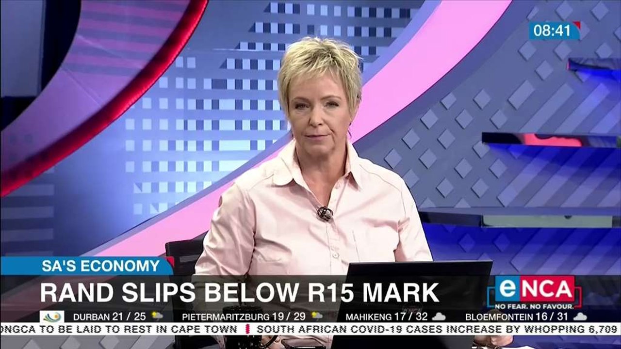 Rand slips below R15 mark to the dollar