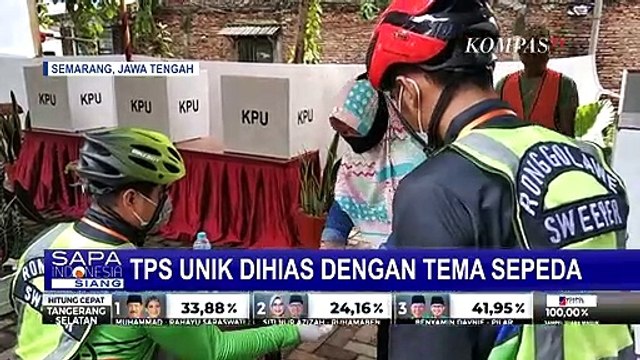 Unik! TPS Tema Gowes, Dipenuhi Sepeda Sampai Petugas Pakai Atribut Gowes!