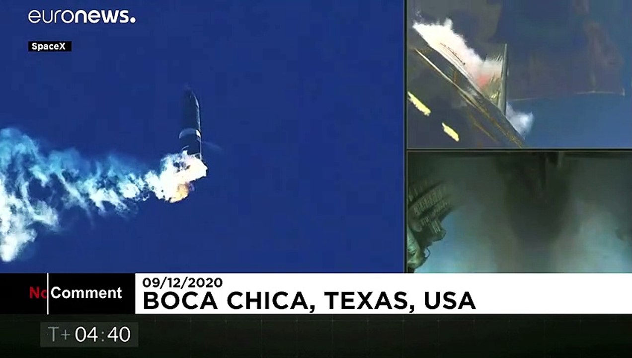 Rocketship bursts into flames as it tries to land vertically after test flight