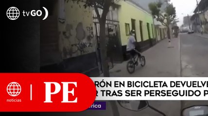 Ladrón en bicicleta devuelve celular que robó tras ser seguido por motociclista | Primera Edición