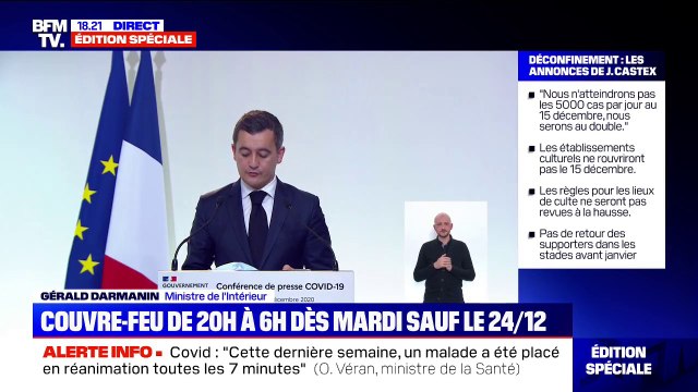 Gérald Darmanin annonce que les déplacements seront interdits de 20h à 6h du matin dès le 15 décembre