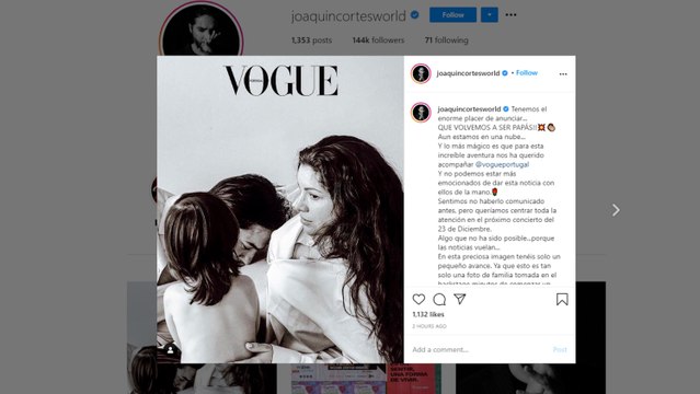 Joaquín Cortés espera su segundo hijo con Mónica Moreno