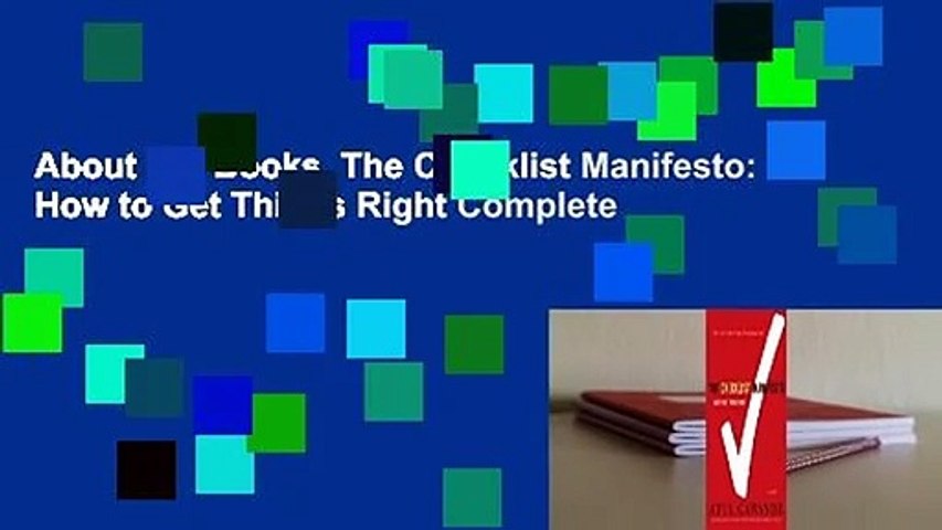 About For Books  The Checklist Manifesto: How to Get Things Right Complete