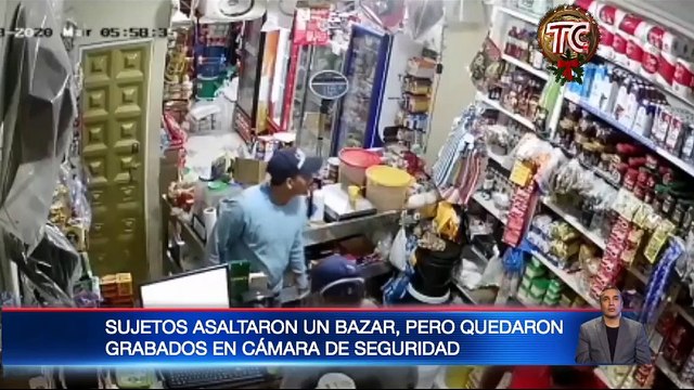 Delincuentes asaltan un bazar y son grabados por cámaras de seguridad