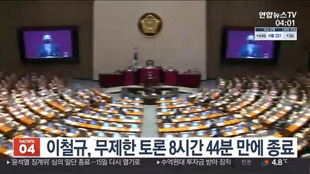 이철규, '국정원법 무제한 토론' 8시간 44분만에 종료