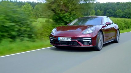 The new Porsche Panamera Turbo S in Cherry Metallic Driving Video