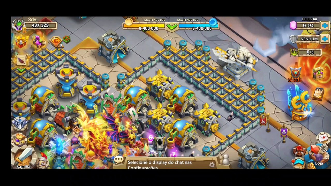 Roll de 12k de gemas, Castle Clash:batalha de guildas, caçando tesouro, picareta, baús