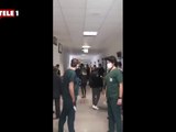 Hastanede sağlık çalışanlarına saldırı kamerada