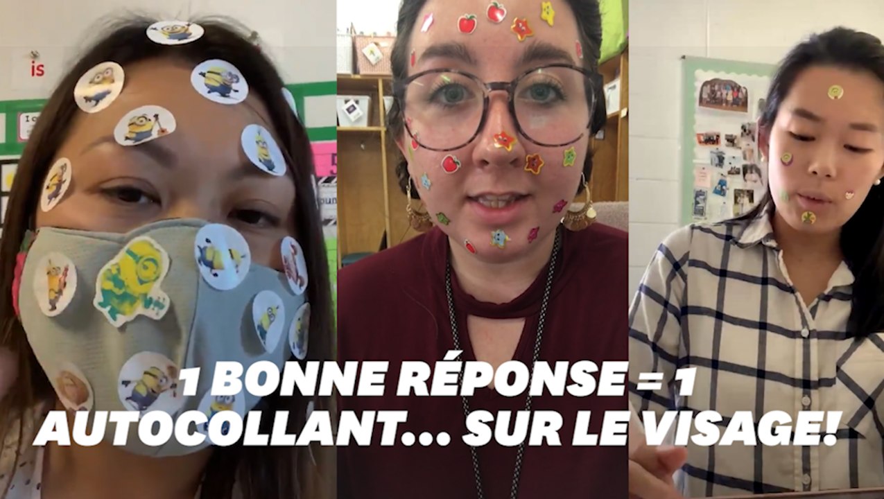 Aux Etats-Unis, ces institutrices mettent des autocollants sur leur visage pour stimuler leurs élèves pendant les cours en ligne