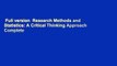 Full version  Research Methods and Statistics: A Critical Thinking Approach Complete