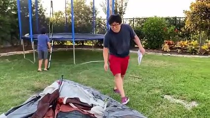 Ryan challenged Daddy with 24 hrs overnight camping in the backyard