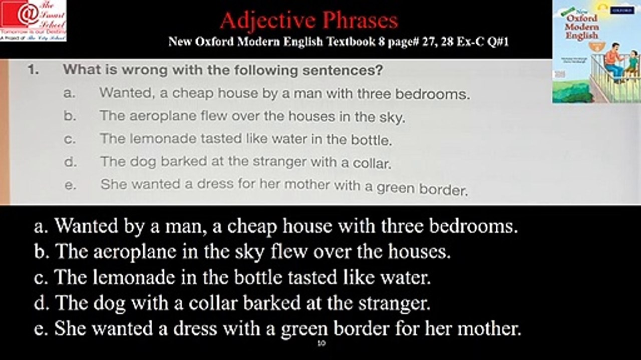 VL10 T1 Class VIII English adjective phrases, composition 2020-21