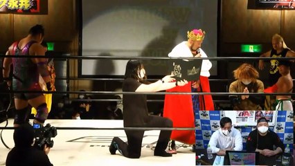 Andrew Kingdom (Shigehiro Irie & The Andrew King Takuma) (c) vs. Kaji Tomato & Kyu Mogami