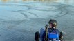 Riding a Go-Cart with Studded Tires on Ice.