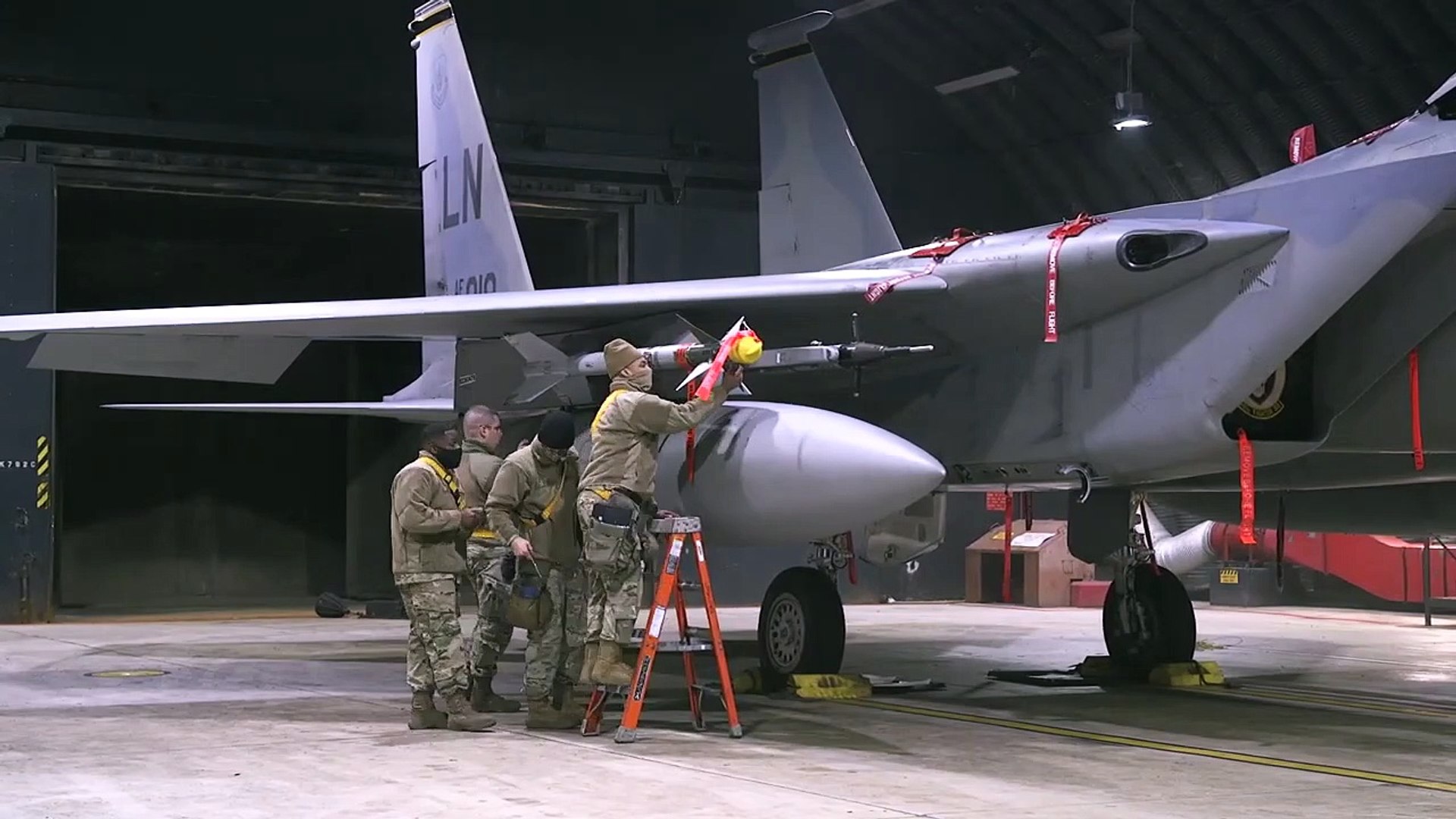 F-15 Aircraft • Weapons Loading • Live Fire Event • RAF Lakenheath, England • Dec 10 2020