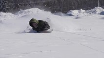 Guy Plows Through Ice While Sliding on Snow Boogie Board