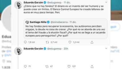 Eduardo Garzón insiste: "Podemos imprimir dinero de forma ilimitada y así ya no habrá paro"