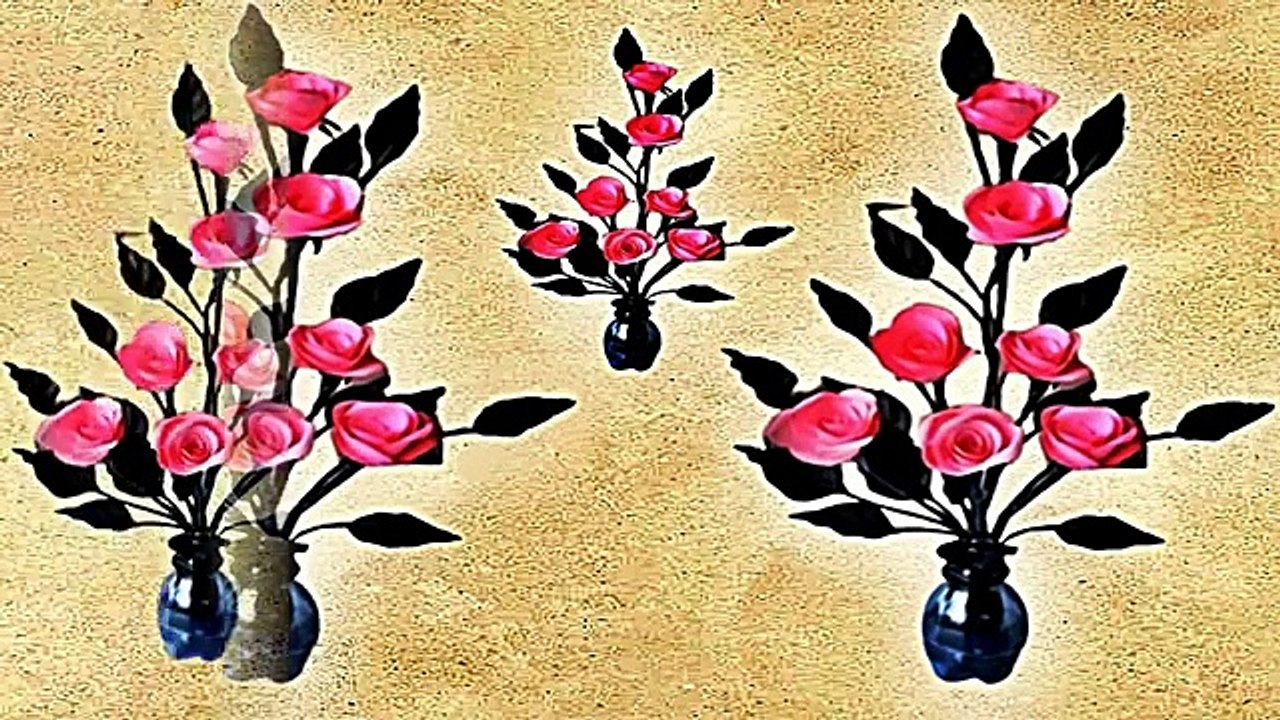 DIY paper's roses كيف | تصنع  باقة ورد اصنعي ورود من الورق/ كيف تصنعين ورود من الورق الملون _