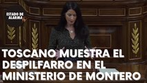 Carla Toscano (Vox) muestra el despilfarro del ministerio de Irene Montero.