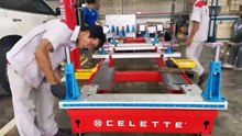 Mitsubishi Pajero Sport collision repair on-job training with Celette dedicated jig system (1)