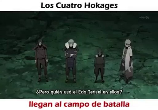 naruto shippuden- la llegada de los cuatros hokages al campo de batalla