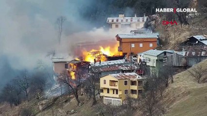 Rize'nin Gölyayla Köyü'nde yangın