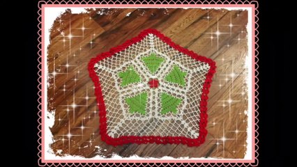 How to crochet Christmas doily with Christmas Trees