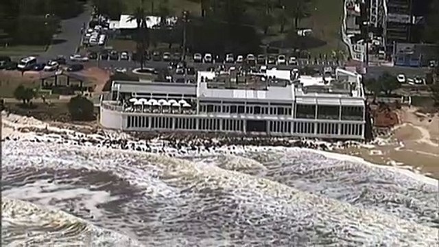 King tides, wild surf cause flooding in south-east Qld