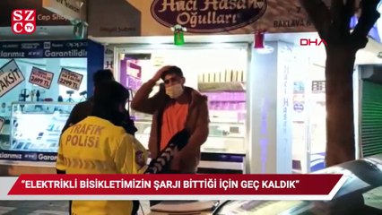 Kısıtlamaya uymayan gençler, 'Elektrikli bisikletimizin şarjı bittiği için geç kaldık' dedi