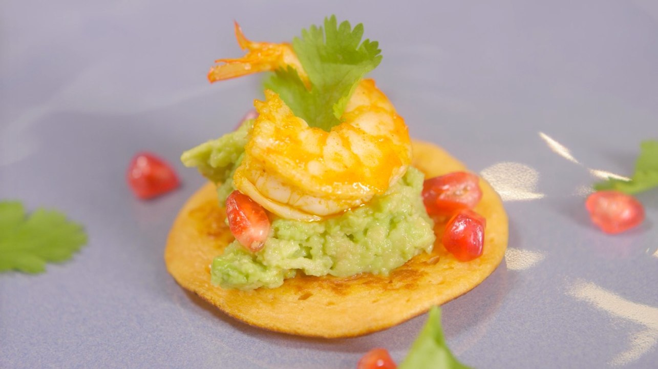 La recette originale du blinis de patate douce et crevettes spicy