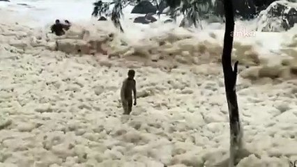 Avustralya'da sahiller ve plajlar deniz köpüğü ile doldu