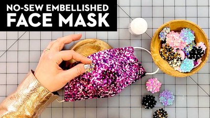 DIY No-Sew Embellished Face Mask Two Ways