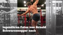 Arnold Schwarzeneggers Sohn stellt legendäre Fotos seines Vaters nach