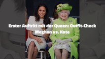 Erster Auftritt mit der Queen: Outfit-Check Meghan vs. Kate