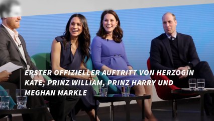 Descargar video: Erster offizieller Auftritt von Herzogin Kate, Prinz William, Prinz Harry und Meghan Markle