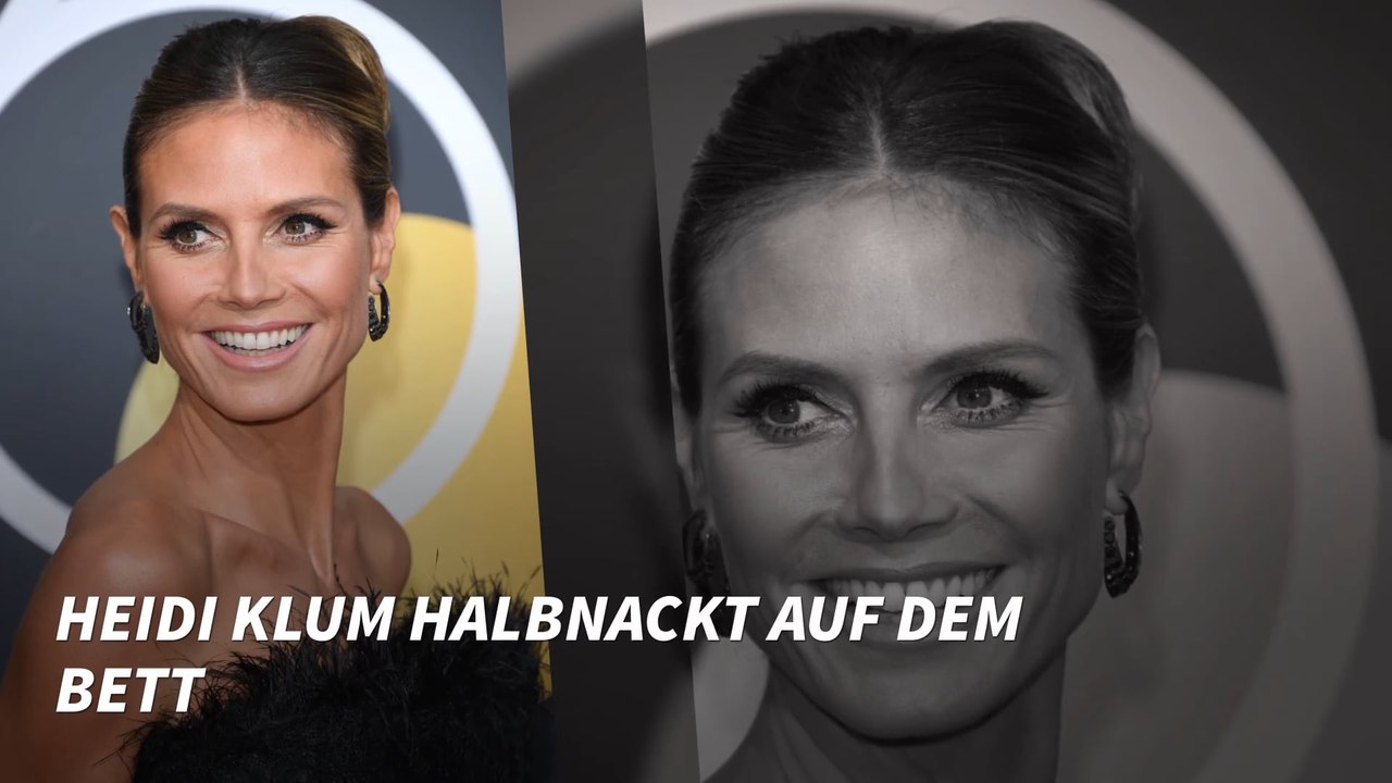 Heidi Klum halbnackt auf dem Bett