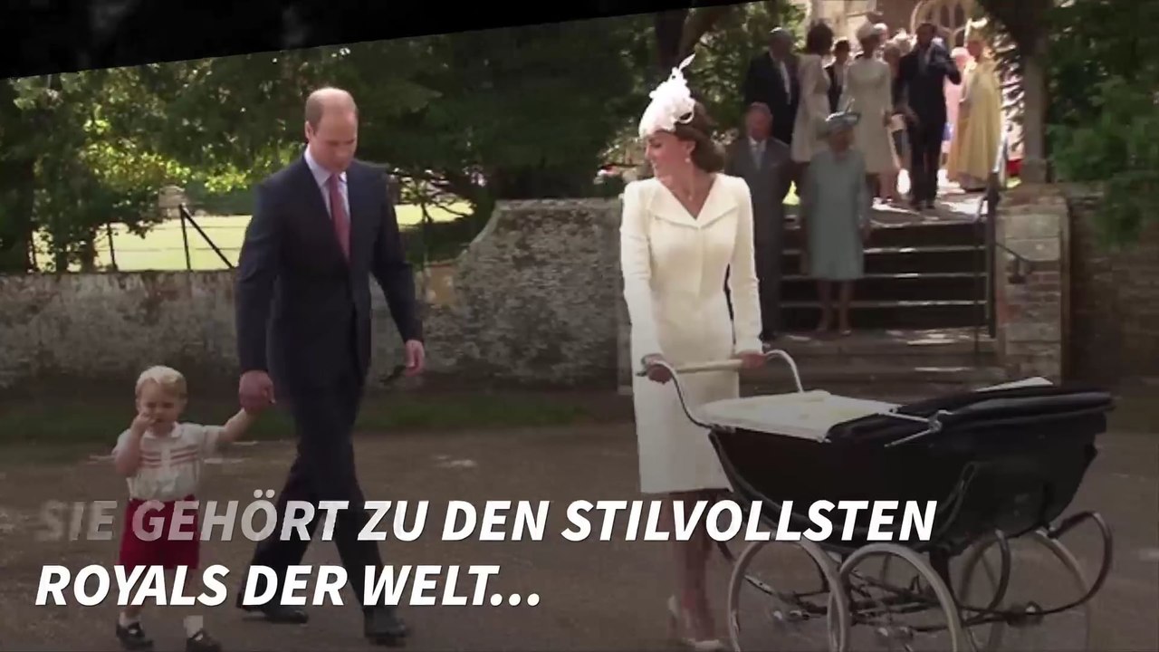 Mit riesigem Schirm: Herzogin Kate trotzt dem Regenwetter