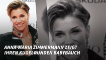 Anna-Maria Zimmermann zeigt ihren kugelrunden Babybauch