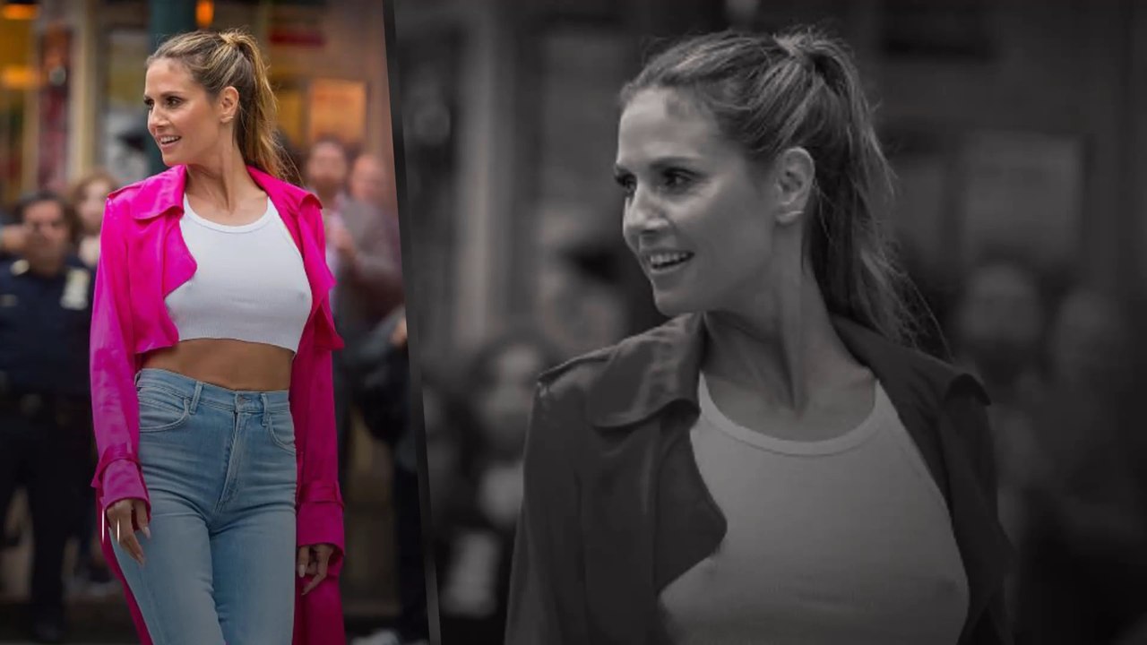 Heidi Klum BH-los beim Shooting auf den Straßen von New York