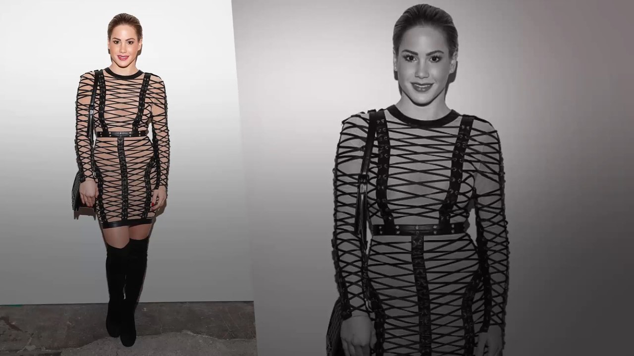 Angelina Heger im Nackt-Kleid auf der Fashion Week