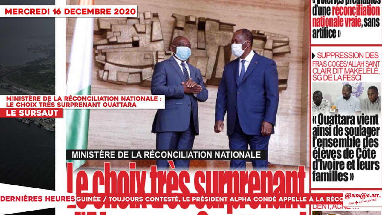 Le Titrologue du 16 Décembre 2020: Ministère de la réconciliation nationale, le choix très surprenant de Ouattara