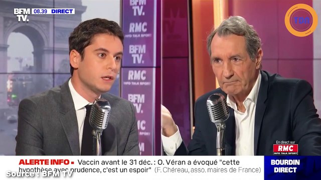 15 millions de Français vaccinés d'ici l'été annonce Gabriel Attal chez Bourdin Direct