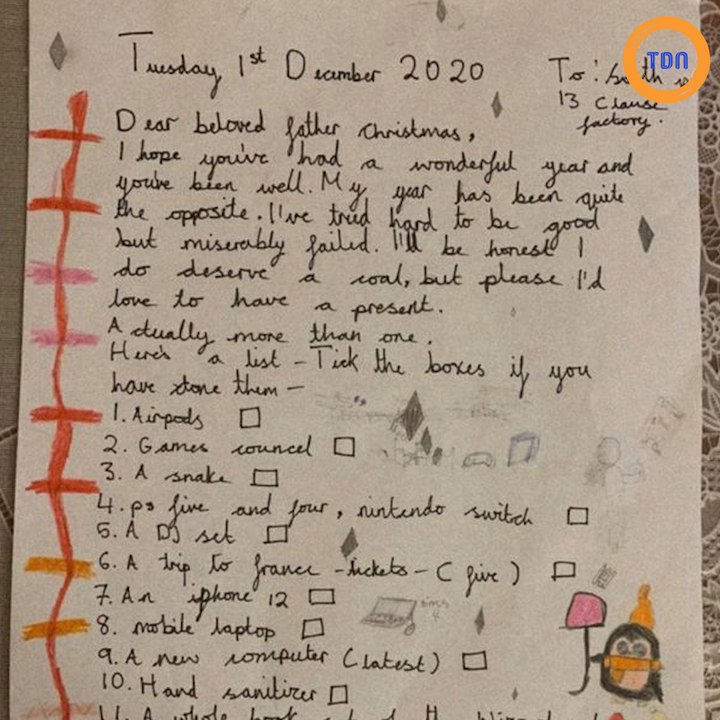 Elle demande des cadeaux fous au Père noël en affirmant ne pas avoir été une enfant sage