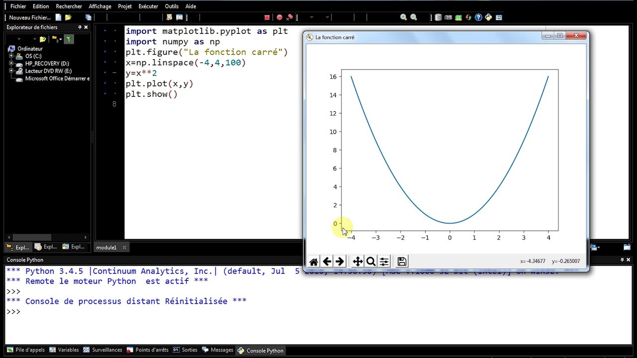 Python : représentation graphique d'une fonction