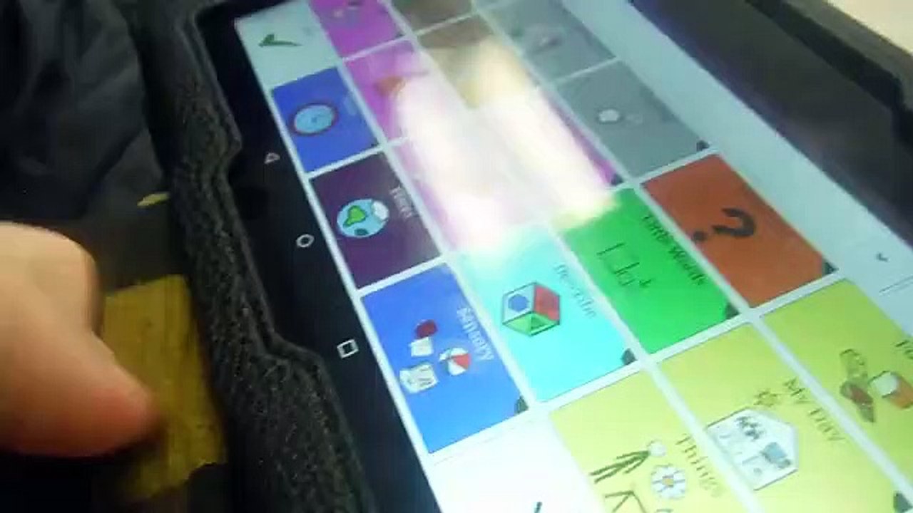 Adult with Autism interacting with a friend using Coughdrop