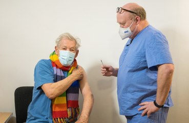 Sir Ian McKellen receives the coronavirus vaccine