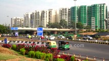 High-rise buildings, non-top traffic at Ring Road, Delhi _ NDMC maintenance work underway