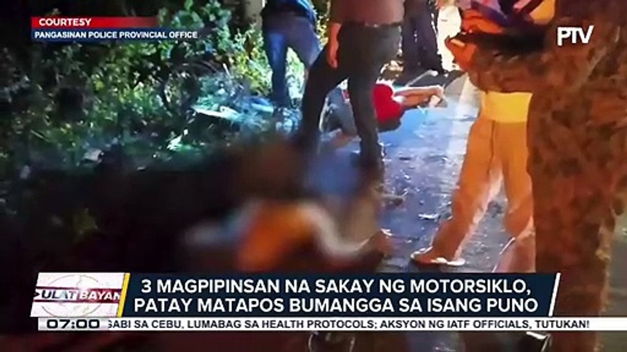 PASADA PROBINSYA: Tatlong magpipinsan na sakay ng motorsiklo, patay matapos bumangga sa isang puno
